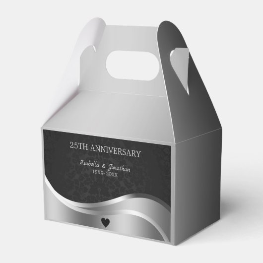 Zwart Damask Jubileum Bedankdoosjes (Voorkant Zijde)