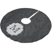 Zwart Damask Lac Monogram Initialen boomrok Kerstboom Rok (Gekanteld)