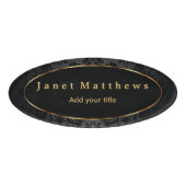 Zwart Damask met Gold Trim Design Naambadge (Voorkant)