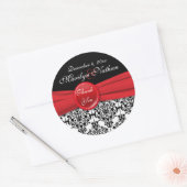 Zwart Damask met Poppy Red 3" Ronde Sticker (Envelop)