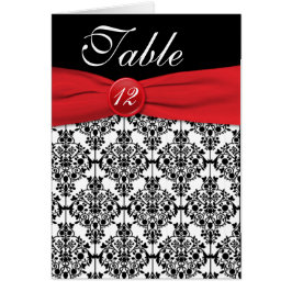 Zwart Damask met Poppy Red Table Number Kaart