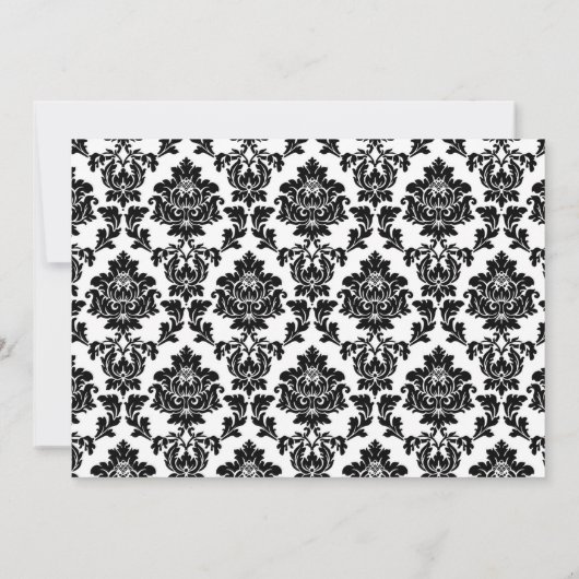 Zwart Damask met rood lint Vrijgezellenfeest Kaart (Achterkant)