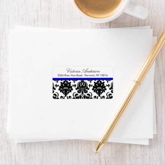 Zwart Damask Retouradres Labels. Etiket (Insitu)