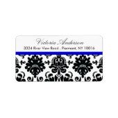 Zwart Damask Retouradres Labels. Etiket (Voorkant)