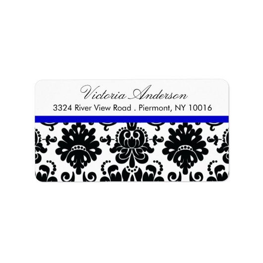 Zwart Damask Retouradres Labels. Etiket (Voorkant)