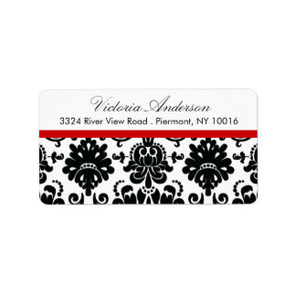 Zwart Damask Retouradres Labels. Etiket