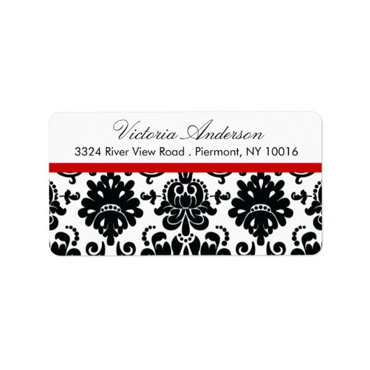 Zwart Damask Retouradres Labels. Etiket (Voorkant)