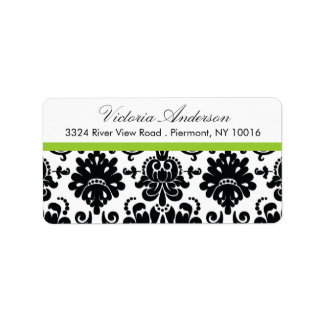 Zwart Damask Retouradres Labels. Etiket