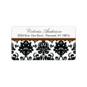 Zwart Damask Retouradres Labels. Etiket (Voorkant)