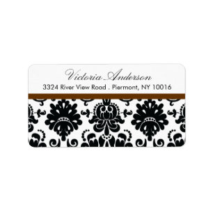 Zwart Damask Retouradres Labels. Etiket