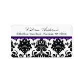 Zwart Damask Retouradres Labels. Etiket (Voorkant)