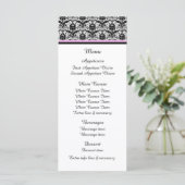 Zwart Damask Roze Wedding Menu (Staand voorkant)