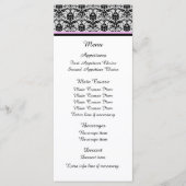 Zwart Damask Roze Wedding Menu (Voorkant)