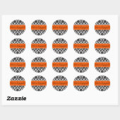 Zwart Damask & Sinaasappel Envelope Seal Favor Sti Ronde Sticker (Vel)