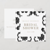 Zwart Damask Square Vrijgezellenfeest Kaart (Voorkant / Achterkant)