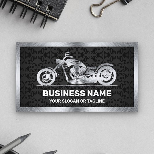 Zwart Damask Steel Motorbike Motorfiets Mechanic Visitekaartje