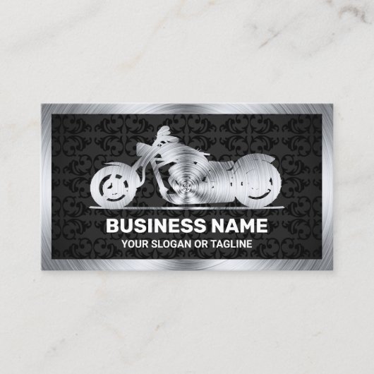 Zwart Damask Steel Motorbike Motorfiets Mechanic Visitekaartje (Voorkant)