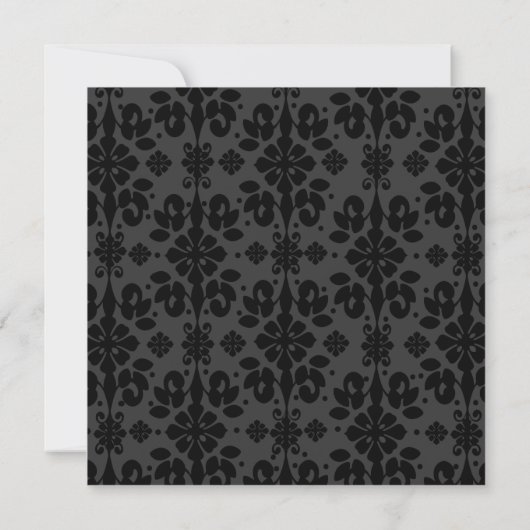 Zwart Damask Swirls Bruiloft Save the Date Kaart (Achterkant)