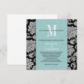 Zwart Damask Tiffany Monogram bruiloft uitnodiging (Voorkant / Achterkant)