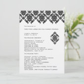 Zwart Damask Trouwprogramma Programmakaart (Staand voorkant)