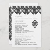 Zwart Damask Trouwprogramma Programmakaart (Voorkant / Achterkant)