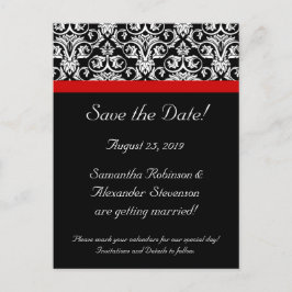 Zwart Damask w/Red Accent Sla de datum op Aankondigingskaart