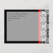 Zwart Damask w/Red Accent Sla de datum op Aankondigingskaart (Achterkant)