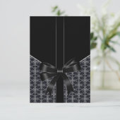Zwart Damask Wit Kant Elegante bruiloft RSVP Kaartje (Staand voorkant)