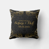 Zwart Damasks & Goud Bloemen Kant Kussen (Achterkant)