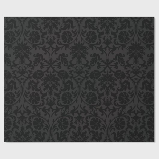 Zwart Damasontwerp Cadeaupapier (Vlak)