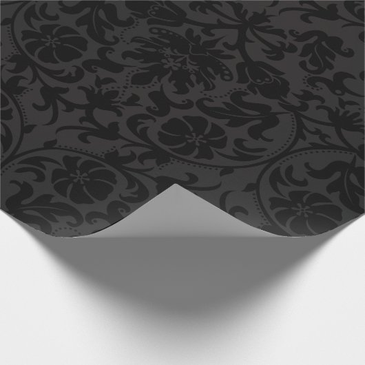 Zwart Damasontwerp Cadeaupapier (Hoek)