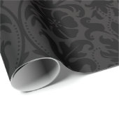 Zwart Damasontwerp Cadeaupapier (Rol Hoek)