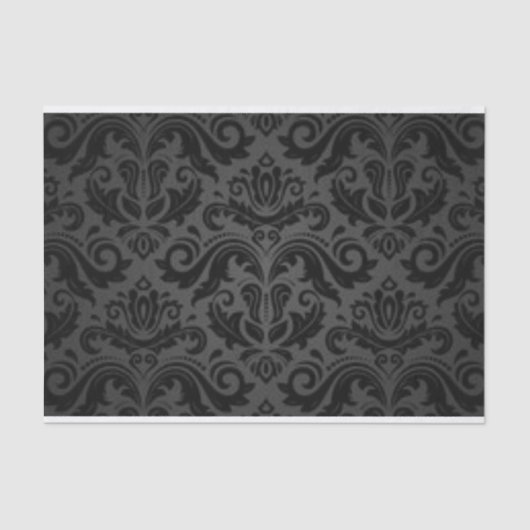 Zwart Damaspatroon Afdrukontwerp Tissuepapier (Voorkant)