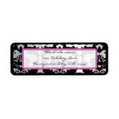 Zwart  Damasroze & Zilveradres Etiket (Voorkant)