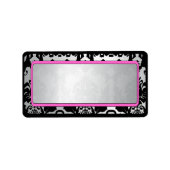 Zwart  Damasroze & Zilveradres Etiket (Voorkant)