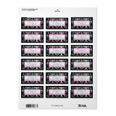 Zwart  Damasroze & Zilveradres Etiket (Full Sheet)