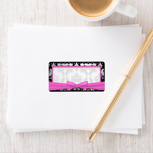 Zwart  Damasroze & Zilveradres Etiket (Insitu)