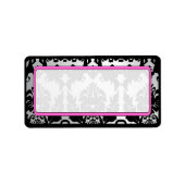 Zwart  Damasroze & Zilveradres Etiket (Voorkant)