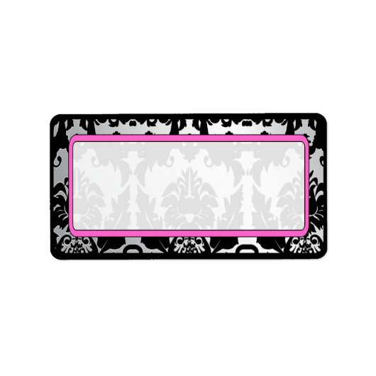 Zwart  Damasroze & Zilveradres Etiket (Voorkant)