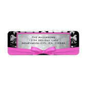 Zwart  Damasroze & Zilveradres Etiket (Voorkant)