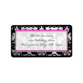 Zwart  Damasroze & Zilveradres Etiket (Voorkant)