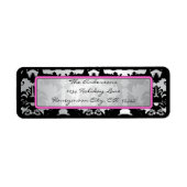 Zwart  Damasroze & Zilveradres Etiket (Voorkant)