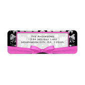 Zwart  Damasroze & Zilveradres Etiket (Voorkant)