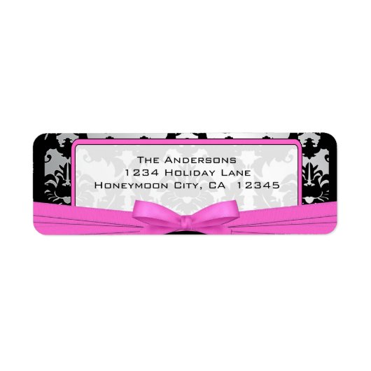 Zwart  Damasroze & Zilveradres Etiket (Voorkant)