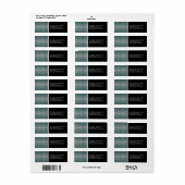 Zwart Damast Blauwgroen & Zwart Adresetiketten Etiket (Full Sheet)