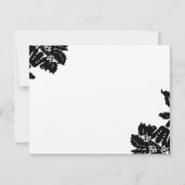 Zwart Damast Bloem Bruiloft RSVP (Voorkant)