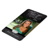 Zwart damast diamant afstuderen fotomagneet magneet (Linkerzijde)