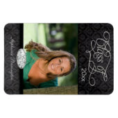 Zwart damast diamant afstuderen fotomagneet magneet (Horizontaal)