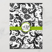 Zwart Damast Draai Apple Groen Trouwmenu Menu (Achterkant)