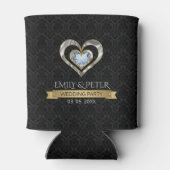 Zwart damast en zilveren hart blikjeskoeler (Achterkant)